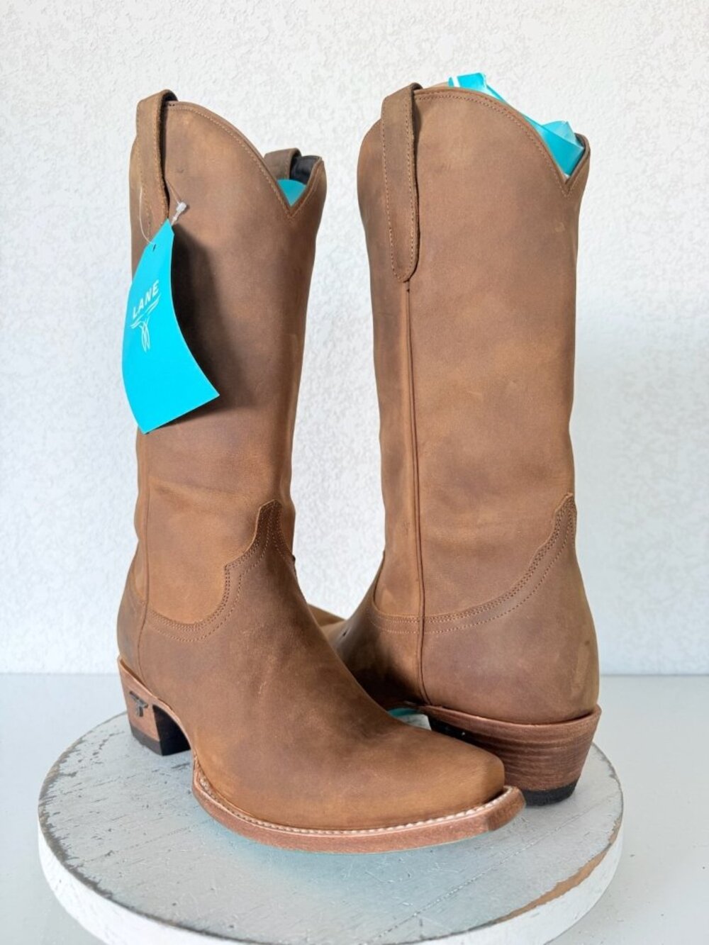 Lane EMMA JANE Brown Cowboy Boots Size 9 Western Cowgirl Mid Calf Tall Snip Toe